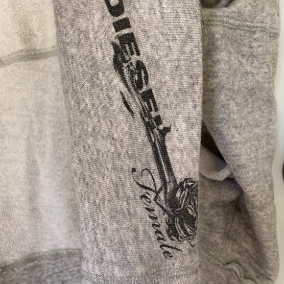 DIESEL Open Front Grey Cardigan 100% Cotton Womens Size Medium Raw Hem Details - Picture 4 of 8